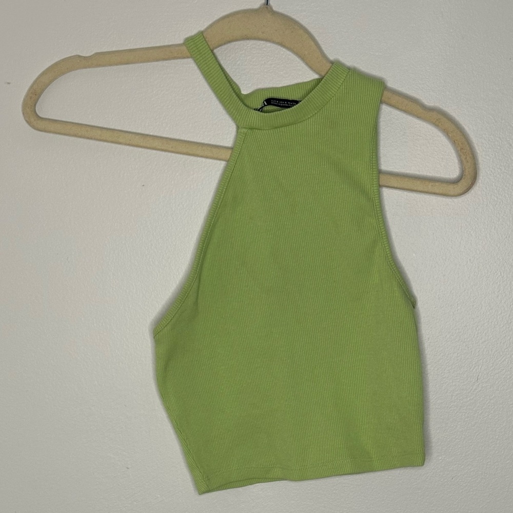Zara Light Green Ribbed Top
